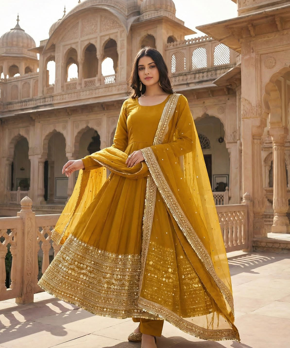Premium Roaman Silk Anarkali Gown