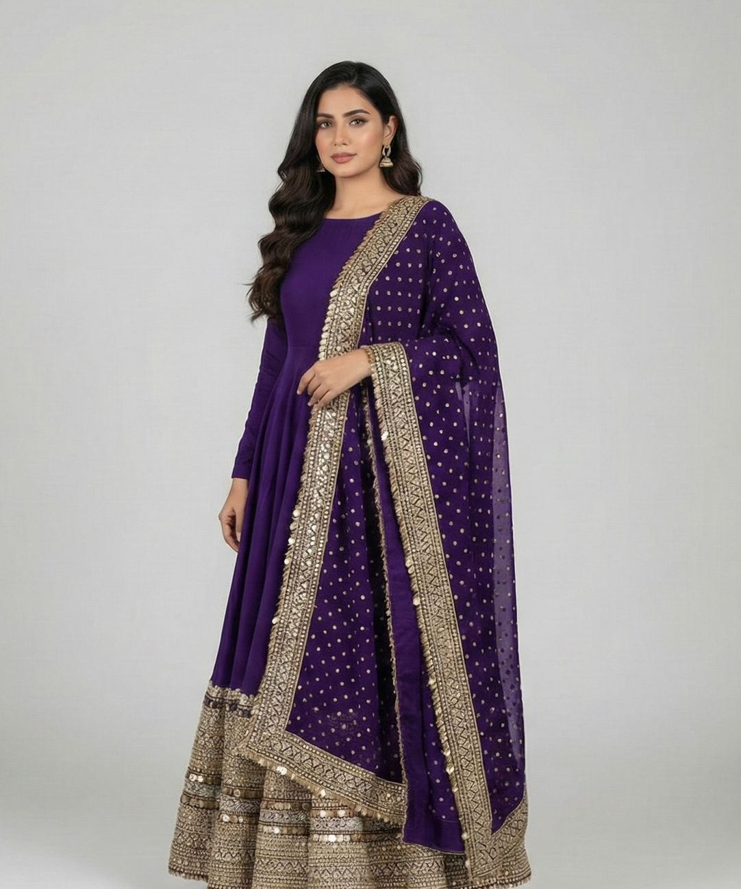 Premium Roaman Silk Anarkali Gown