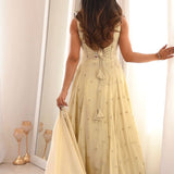 Designer Gold Crush Anarkali Gown