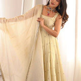 Designer Gold Crush Anarkali Gown