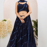 Dark Blue Georgette Embroidered Lehenga