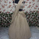 Beautiful Creamy Mirror Work Lehenga