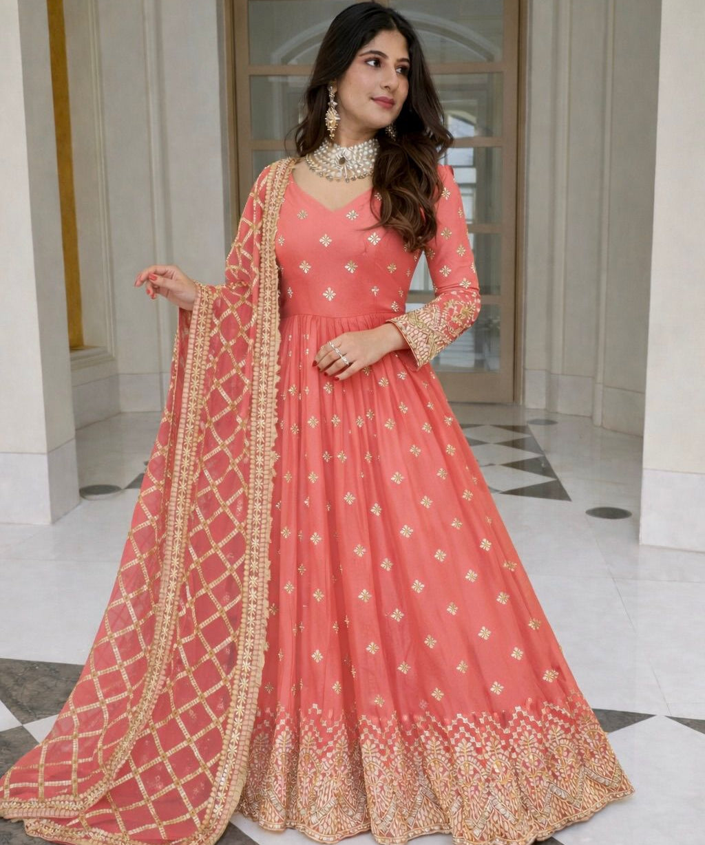 Festive Heavy Embroidered Gown