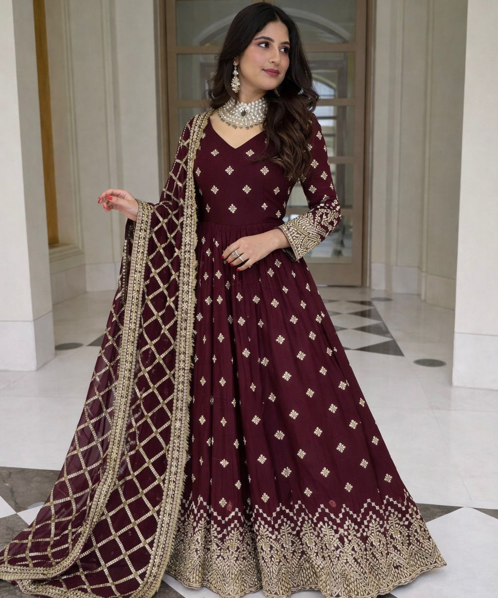 Festive Heavy Embroidered Gown