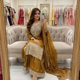 Exclusive Mustard Fandy Silk Suit