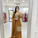 Exclusive Mustard Fandy Silk Suit