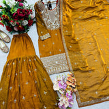 Exclusive Mustard Fandy Silk Suit