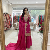 Partywear Gmy Silk Top Plazzo