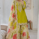 Brighter Floral Embroidered Top Plazzo