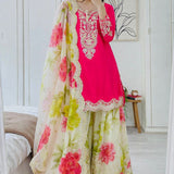 Brighter Floral Embroidered Top Plazzo