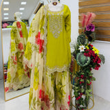 Brighter Floral Embroidered Top Plazzo