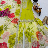 Brighter Floral Embroidered Top Plazzo