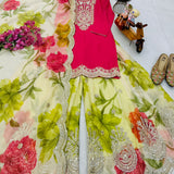 Brighter Floral Embroidered Top Plazzo