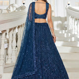 Adorn Blue Bridal Moti Work Lehenga