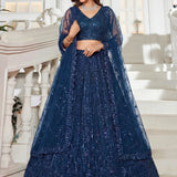 Adorn Blue Bridal Moti Work Lehenga