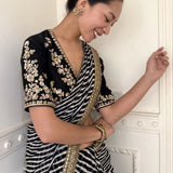 Black Georgette Leheriya Print Saree