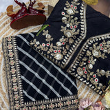 Black Georgette Leheriya Print Saree