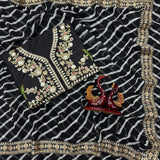 Black Georgette Leheriya Print Saree