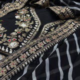 Black Georgette Leheriya Print Saree