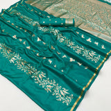 Kanthkala Indigo Satin Silk Saree
