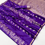 Kanthkala Indigo Satin Silk Saree