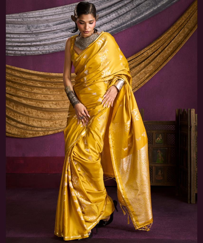 Kanthkala Indigo Satin Silk Saree