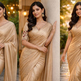 Golden Brighter Satin Silk Saree