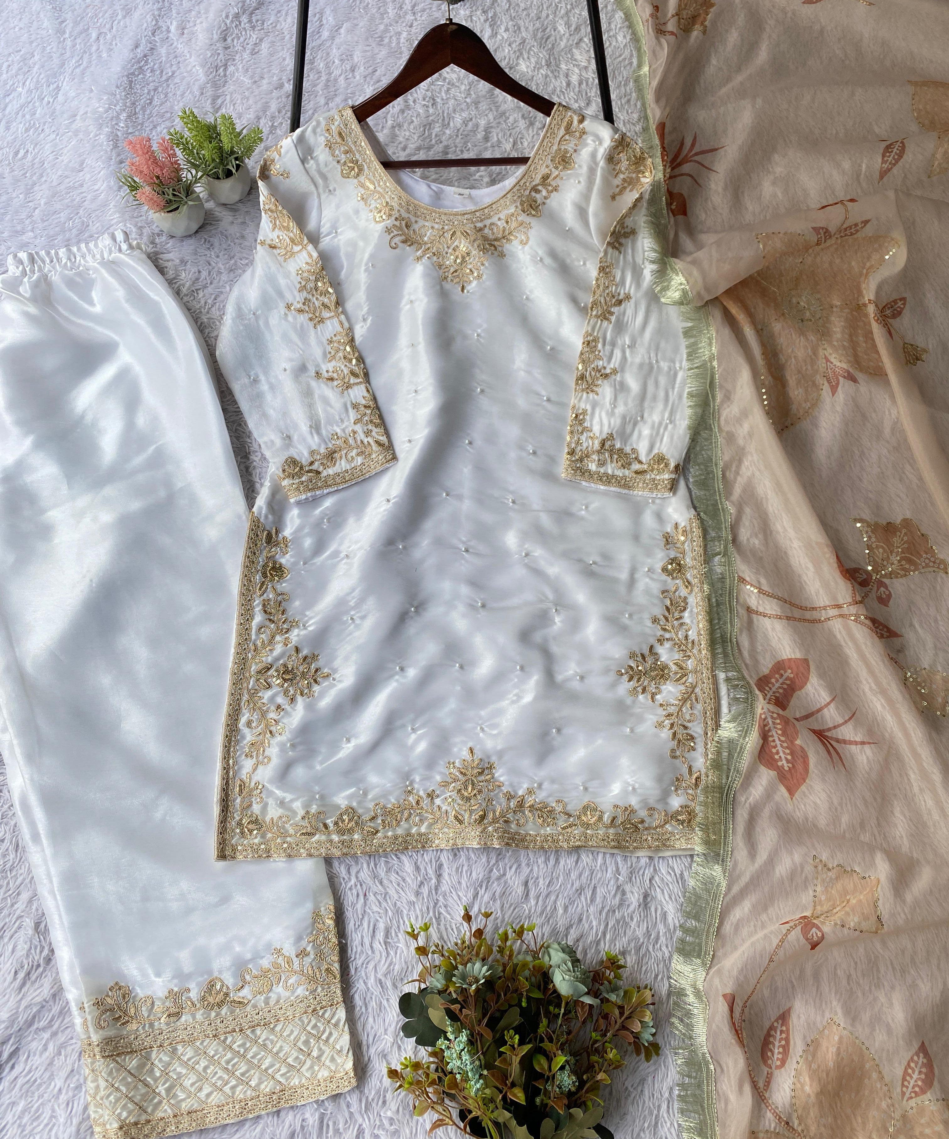 Stunning Gmy Silk Embroidered Suit