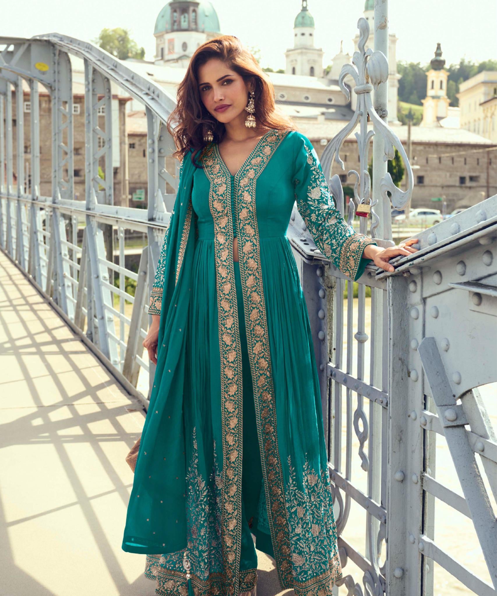 Meera Chinon Embroidered Suit