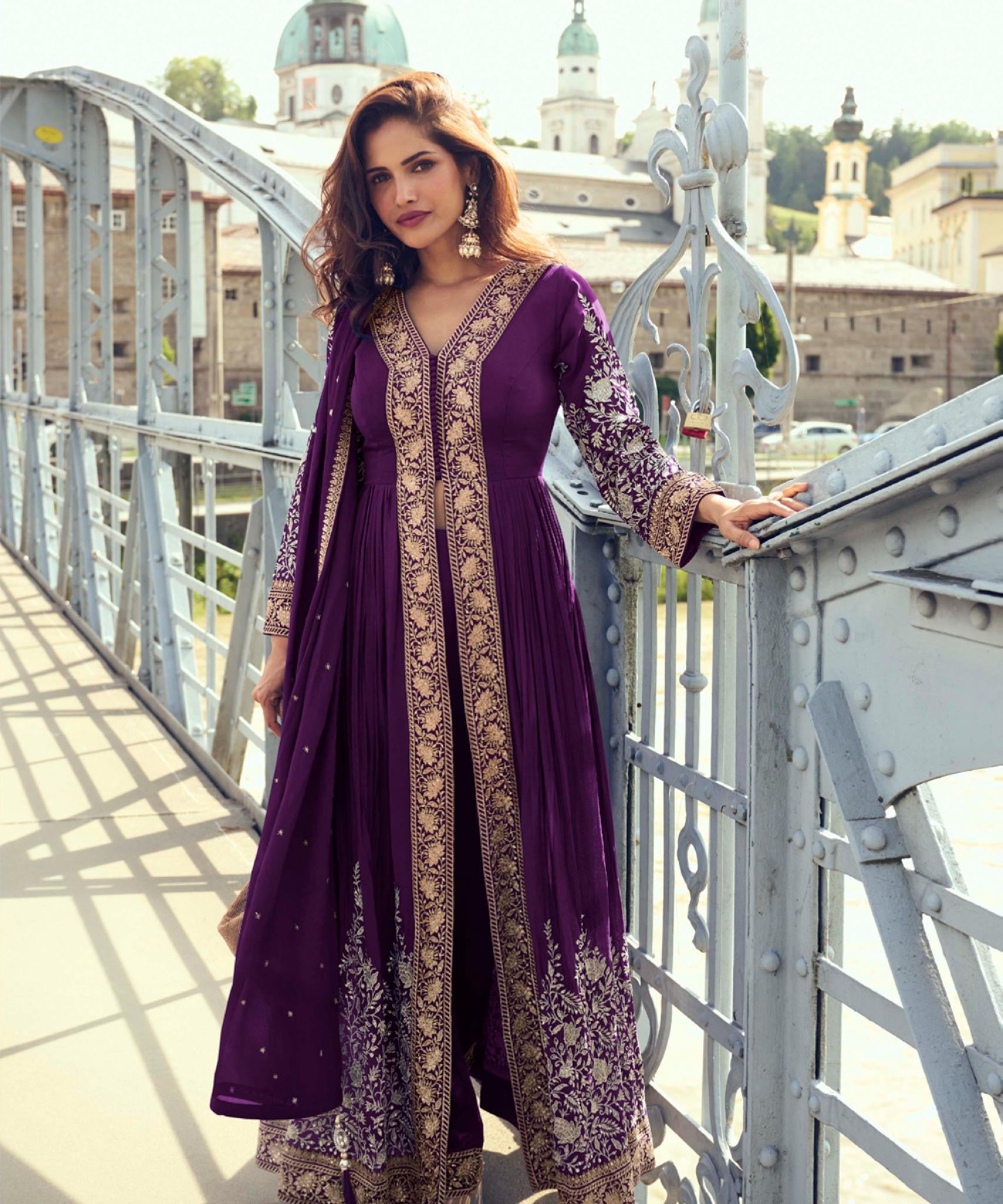 Meera Chinon Embroidered Suit