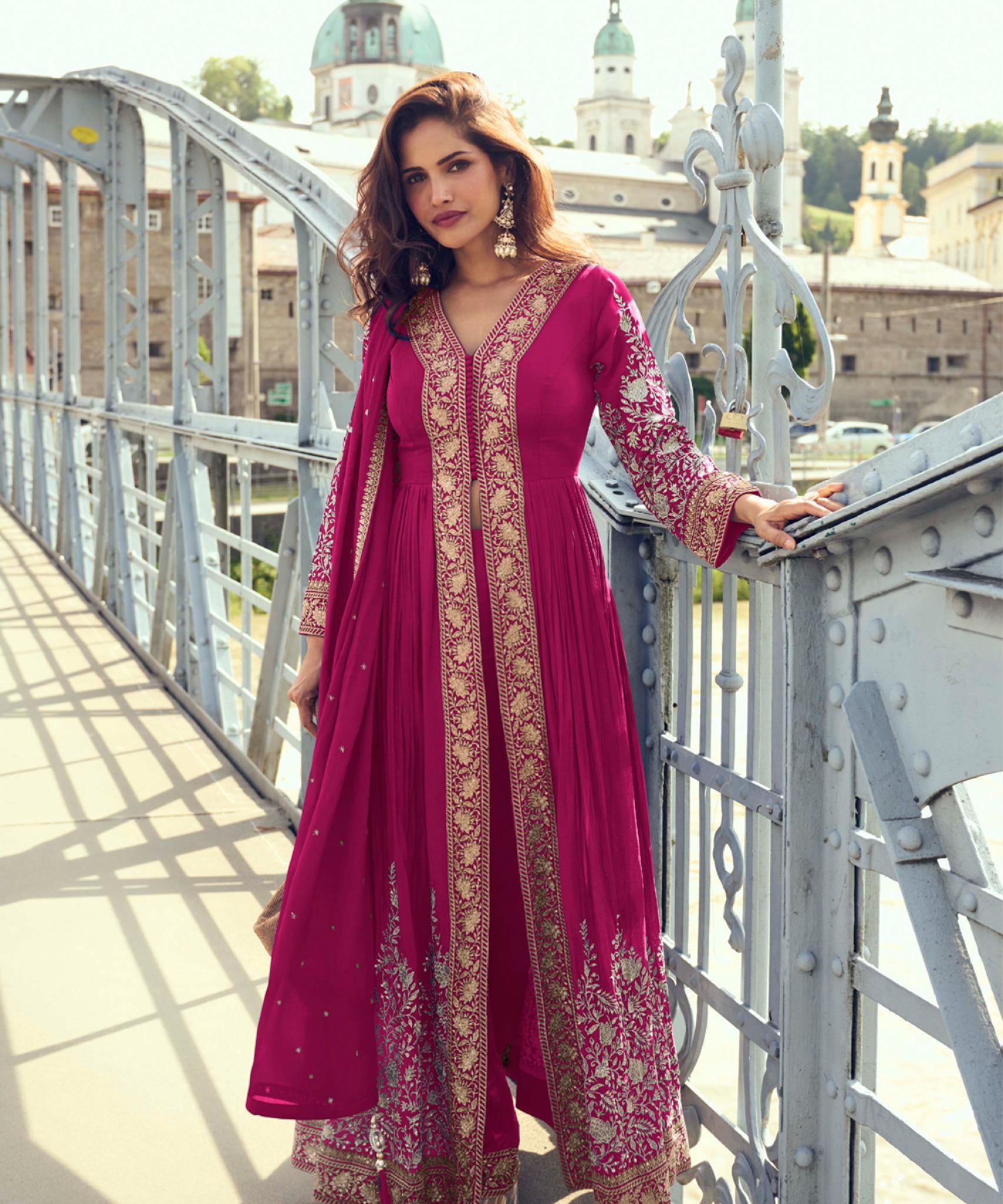 Meera Chinon Embroidered Suit