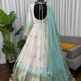 Stunning White Georgette Anarkali Gown