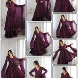 Designer Embroidered Silk Anarkali Gown