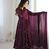 Designer Embroidered Silk Anarkali Gown