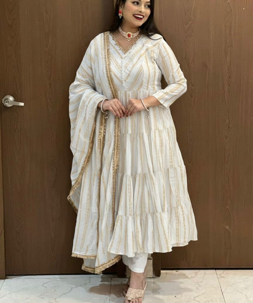 Ethnic Mal Chanderi Anarkali Suit