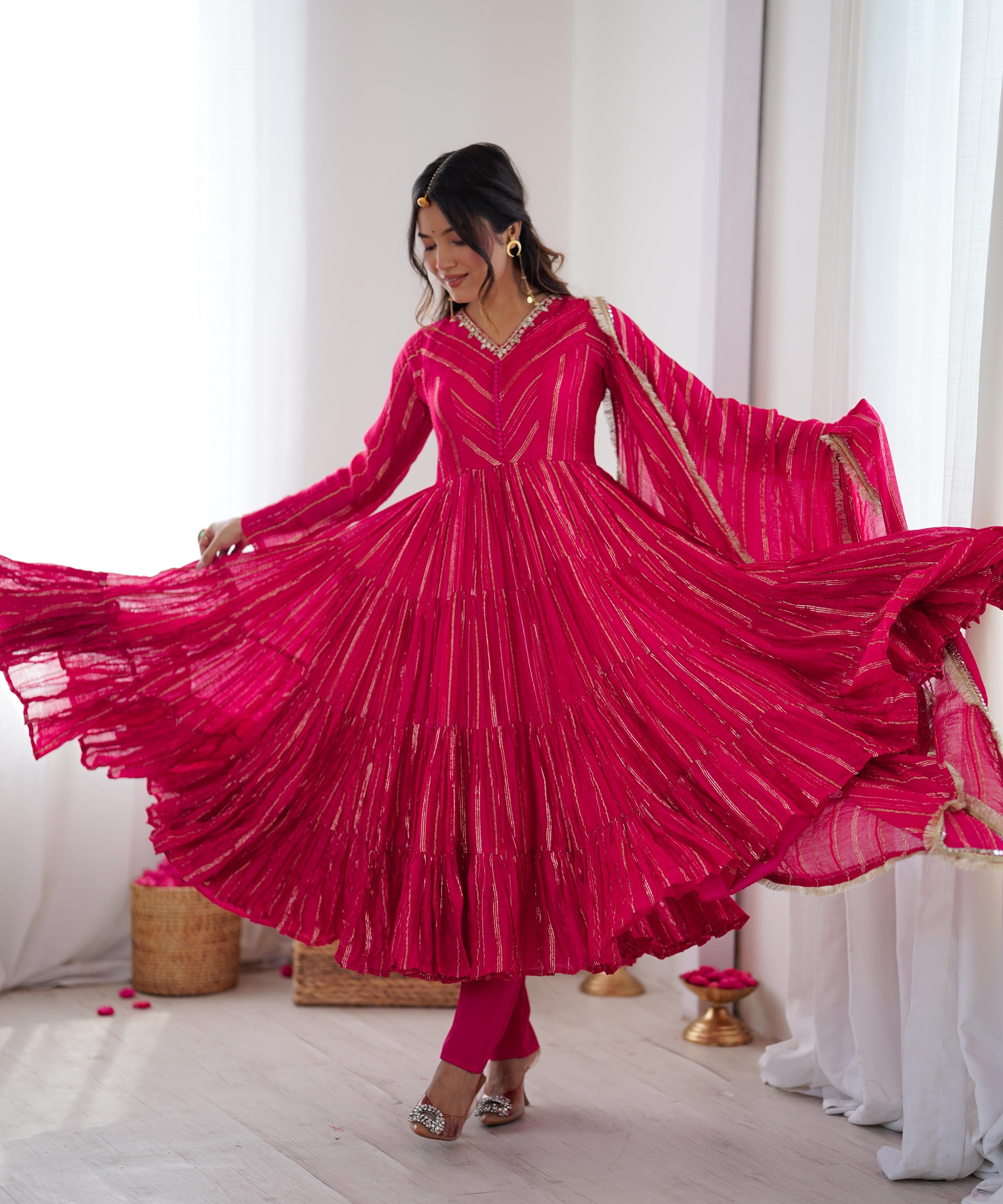 Ethnic Mal Chanderi Anarkali Suit