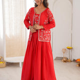 Festive orange Flower Embroidered coti Lehenga