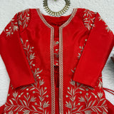 Festive orange Flower Embroidered coti Lehenga