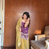 Purple Jacquard Weaving Top Plazo