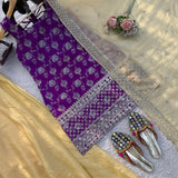 Purple Jacquard Weaving Top Plazo