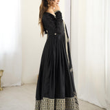 Silky Embroidered Chinon Anarkali Gown