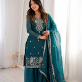 Festive Crunchy Silk Straight Suit