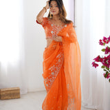 Dazzling Silk Embroidered Saree