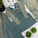 Partylook Heavy Fandy Silk Top Plazo