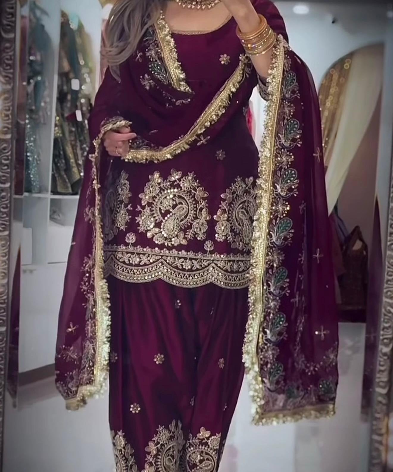 Designer Panjabi Style Top Farshi Salwar