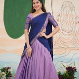 Purple South Style Kanjivaram Silk Lehenga