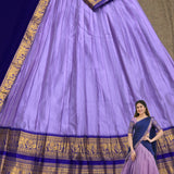 Purple South Style Kanjivaram Silk Lehenga