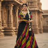 Marshmello Foil Print Silk Lehenga