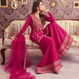 Malaika Pink Silk Embroidered Suit