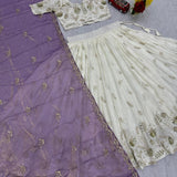 Festive White Designer Embroidered Lehenga